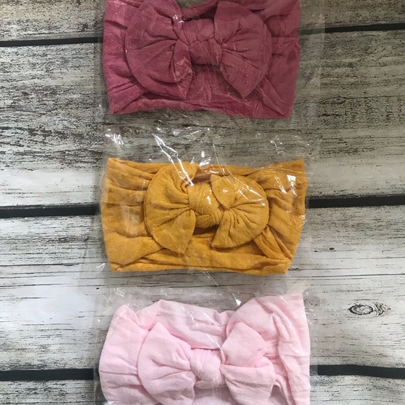 Brand New Set of 3 Soft Nylon Bow Headbands - Picture 6 of 6